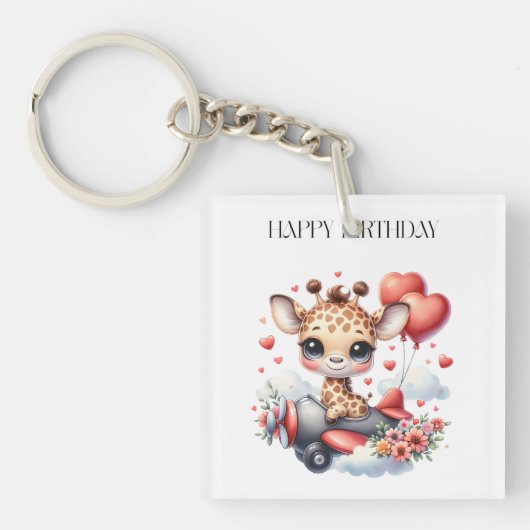 キリンのパイロット お誕生日 キーホルダー (正面)