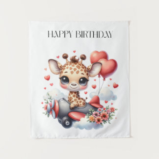 キリンのパイロット お誕生日 タペストリー