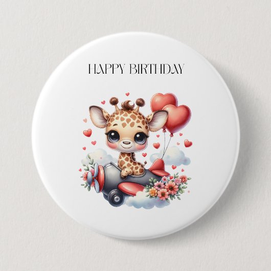 キリンのパイロット お誕生日 缶バッジ (正面)