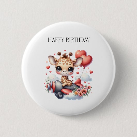 キリンのパイロット お誕生日 缶バッジ (正面)