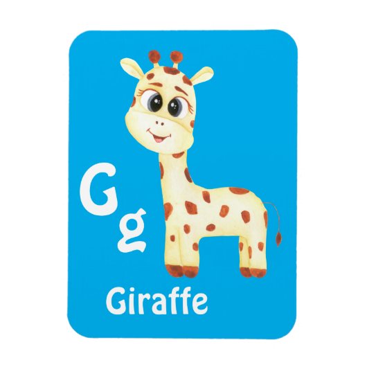 キリンのパーソナライズABC：文字G – 名前を追加 マグネット (縦)