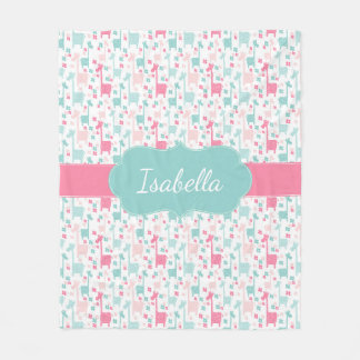 キリンのピンクの真新しい水のティール（緑がかった色）のフリースブランケット フリースブランケット