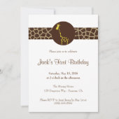 キリンのプリントのカスタムの誕生日 招待状 (正面)