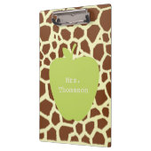 キリンのプリントの緑のAppleの先生のクリップボード クリップボード (左)