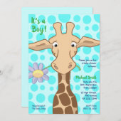 キリンのベビーシャワーのパーティの招待状 招待状 (正面/裏面)