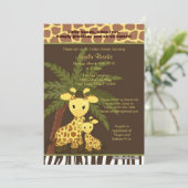 キリンのベビーシャワーの招待状のサファリのジャングルのお母さん 招待状 (スタンド正面)