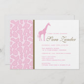 キリンのベビーシャワーの招待状-女の子 招待状 (正面/裏面)