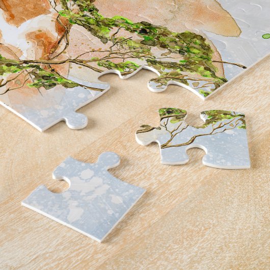 キリンのポートレートの動物の写真 ジグソーパズル (側面)