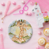 キリンのポートレートの動物の写真 ペーパープレート (パーティー)