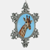 キリンのポートレート スノーフレークピューターオーナメント (左)