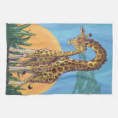 キリンのママおよびベビー キッチンタオル (横)