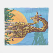 キリンのママおよびベビー フリースブランケット (正面(横))