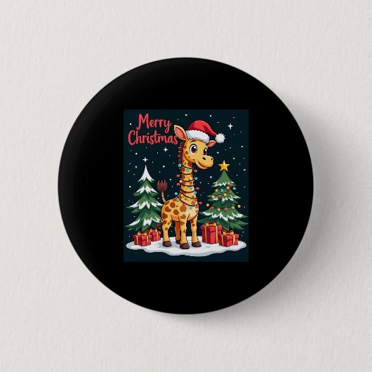キリンのメリークリスマスツリー点灯サンタキリン 缶バッジ (正面)