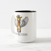 キリンのユニコーンのおもしろいなアフリカ動物 ツートーンマグカップ (正面左)