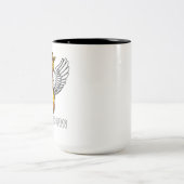 キリンのユニコーンのおもしろいなアフリカ動物 ツートーンマグカップ (中央)