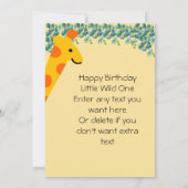 キリンの写真 少年 1歳の誕生日 招待状 (裏面)