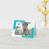 キリンの動物園の動物のメッセージカード カード (黄色い花)