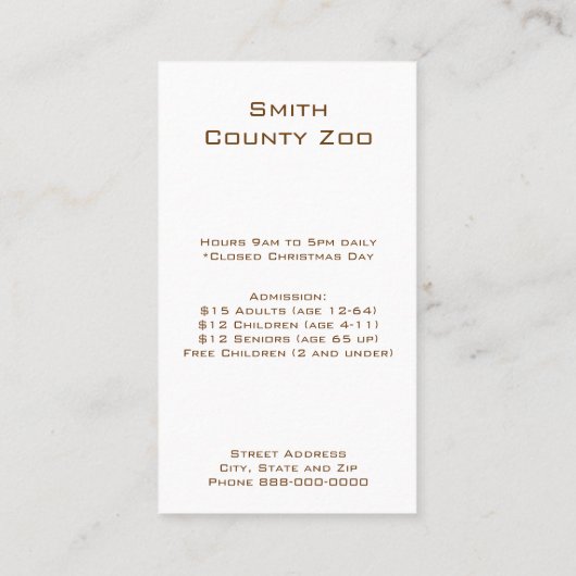 キリンの動物学者の名刺 名刺 (裏面)