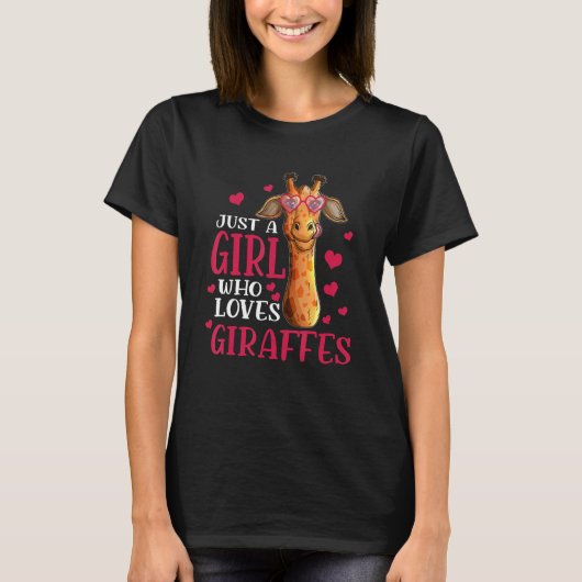 キリンの女の子 キリンを愛する女の子 Tシャツ (正面)