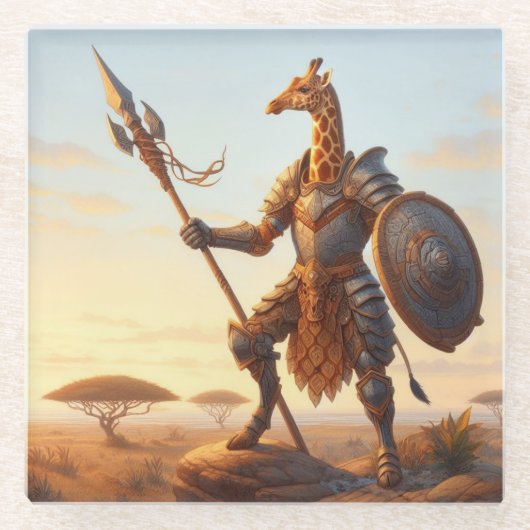キリンの戦士 ガラスコースター (正面)