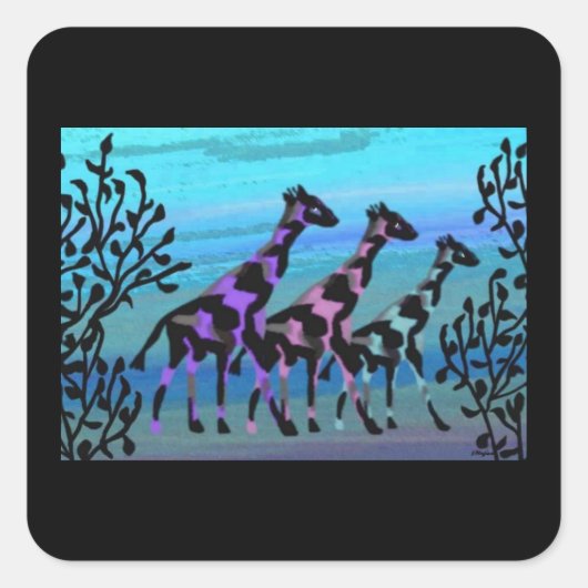 キリンの日の出のステッカー スクエアシール (正面)