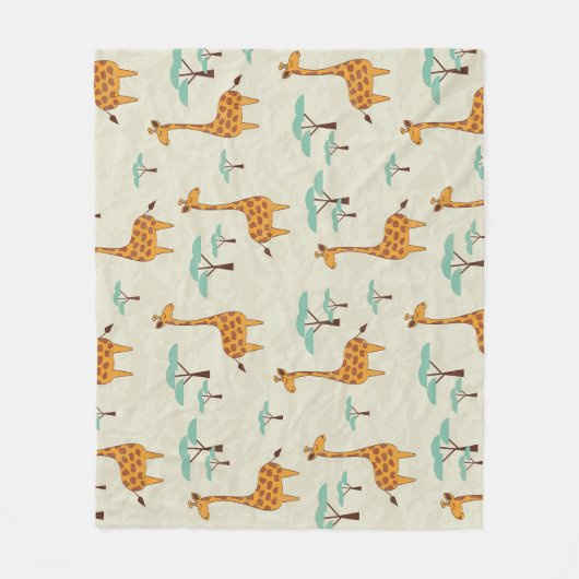 キリンの木のヴィンテージパターン。 フリースブランケット (正面)