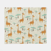 キリンの木のヴィンテージパターン。 フリースブランケット (正面(横))