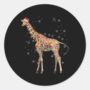 キリンの木ライトクリスマスパジャマクリスマス動物ロー ラウンドシール