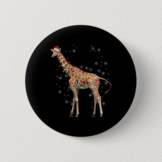 キリンの木ライトクリスマスパジャマクリスマス動物ロー 缶バッジ (正面)