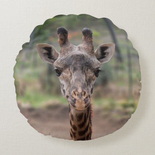 キリンの枕 ラウンドクッション (正面)