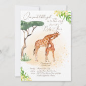 キリンの母とベビーアフリカのサファリの赤ちゃんシャワー 招待状 (正面)