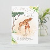 キリンの母とベビーアフリカのサファリの赤ちゃんシャワー 招待状 (スタンド正面)