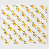 キリンの漫画に乗っているおもしろいな猿 ラッピングペーパー (フラット)