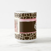 キリンの皮パターンリボンnの弓女の赤ちゃんの写真 コーヒーマグカップ (中央)