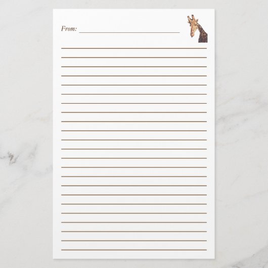 キリンの絵画頭部文房具 便箋 (正面)