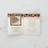 キリンの肌のパターンありがとう赤ちゃん女の子の写真 サンキューカード (内部)