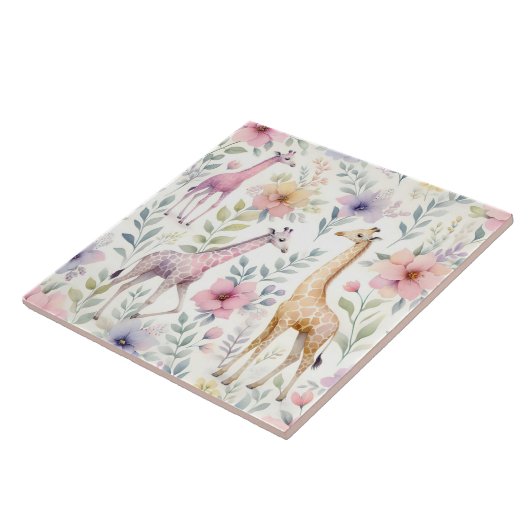 キリンの花の壁画 タイル (側面)