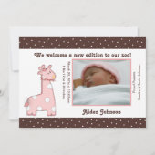 キリンの誕生の発表(ピンク) 案内状 (正面)