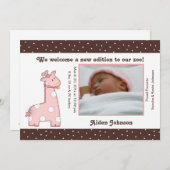 キリンの誕生の発表(ピンク) 案内状 (正面/裏面)