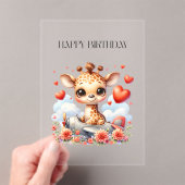 キリンの飛行機の誕生日 アクリル招待状 (インサイチュ (ポータブル))