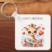 キリンの飛行機の誕生日 キーホルダー (正面)