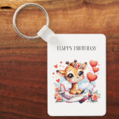 キリンの飛行機の誕生日 キーホルダー (正面)
