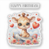 キリンの飛行機の誕生日 シール (正面)