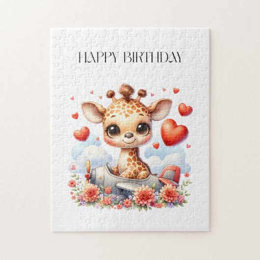 キリンの飛行機の誕生日 ジグソーパズル (縦)
