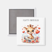 キリンの飛行機の誕生日 マグネット (正面/裏面)