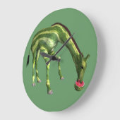 キリンの食べ物のスイカ ラージ壁時計 (傾斜)