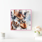 キリンはアフリカのサバンナを放浪 スクエア壁時計 (ホーム)