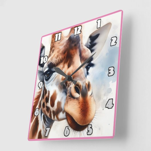 キリンはアフリカのサバンナを放浪 スクエア壁時計 (傾斜)