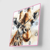 キリンはアフリカの太陽の下を照らしていた スクエア壁時計 (傾斜)