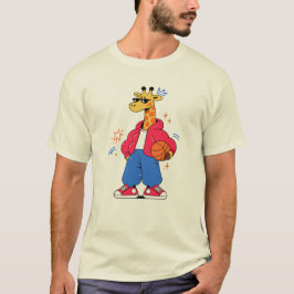 キリンはジャンプできる：ストリートウェアバスケットボール Tシャツ